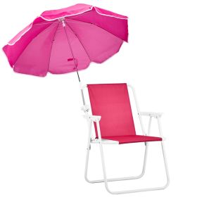 Folding Beach Chair With Umbrella For Adults, Lightweight Porable Camping Chair With 265lbs Capacity For Travel Picnic Concert & Outdoor Activities (Color: Pink)